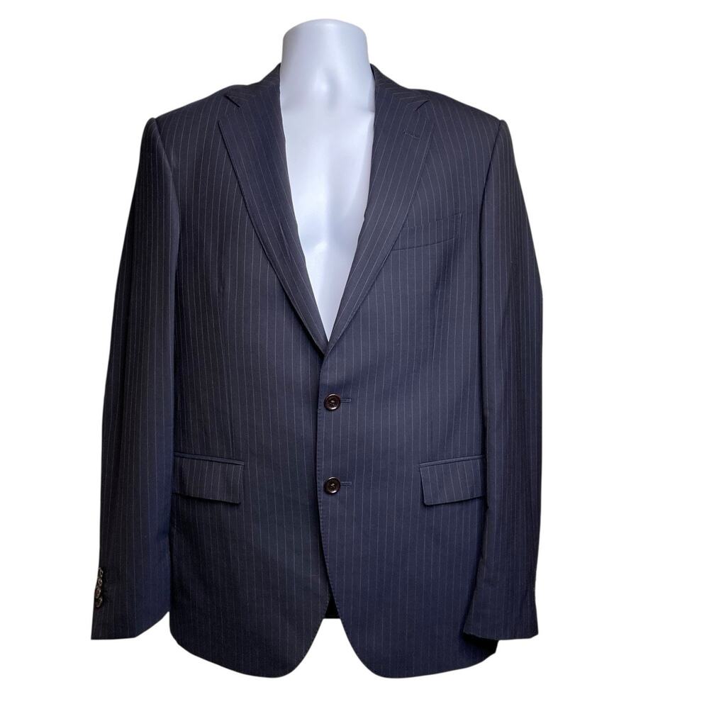 Etro Men's Navy Virgin Wool Striped Blazer Size 48 Old Money Classic Refined‎